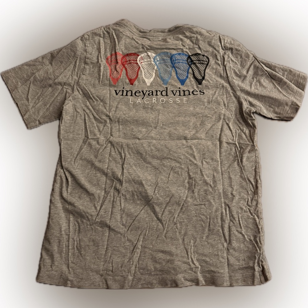 Vineyard Vines T Shirt Lacrosse Kids Short Sleeve Tee Pocket Grey